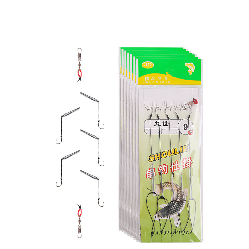 Fishing Hook Assortment - 高炭素鋼スイベルフィッシングギア,3フック付きベイトホルダーストリング,ルアー,8 #-20 #, 1個セット