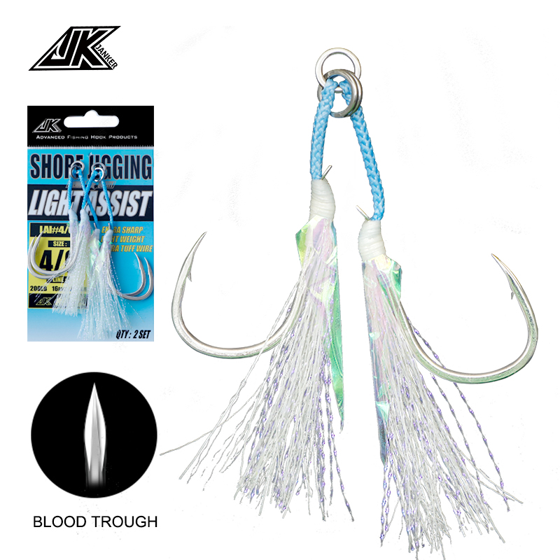 Fishing Hook Assortment - Jk LAI-L-ショアジギング用の軽量フック,「t」溝付きフック,頑丈なステンレスリング,ボート釣り用,明るいダブルフック,シーブレムフック
